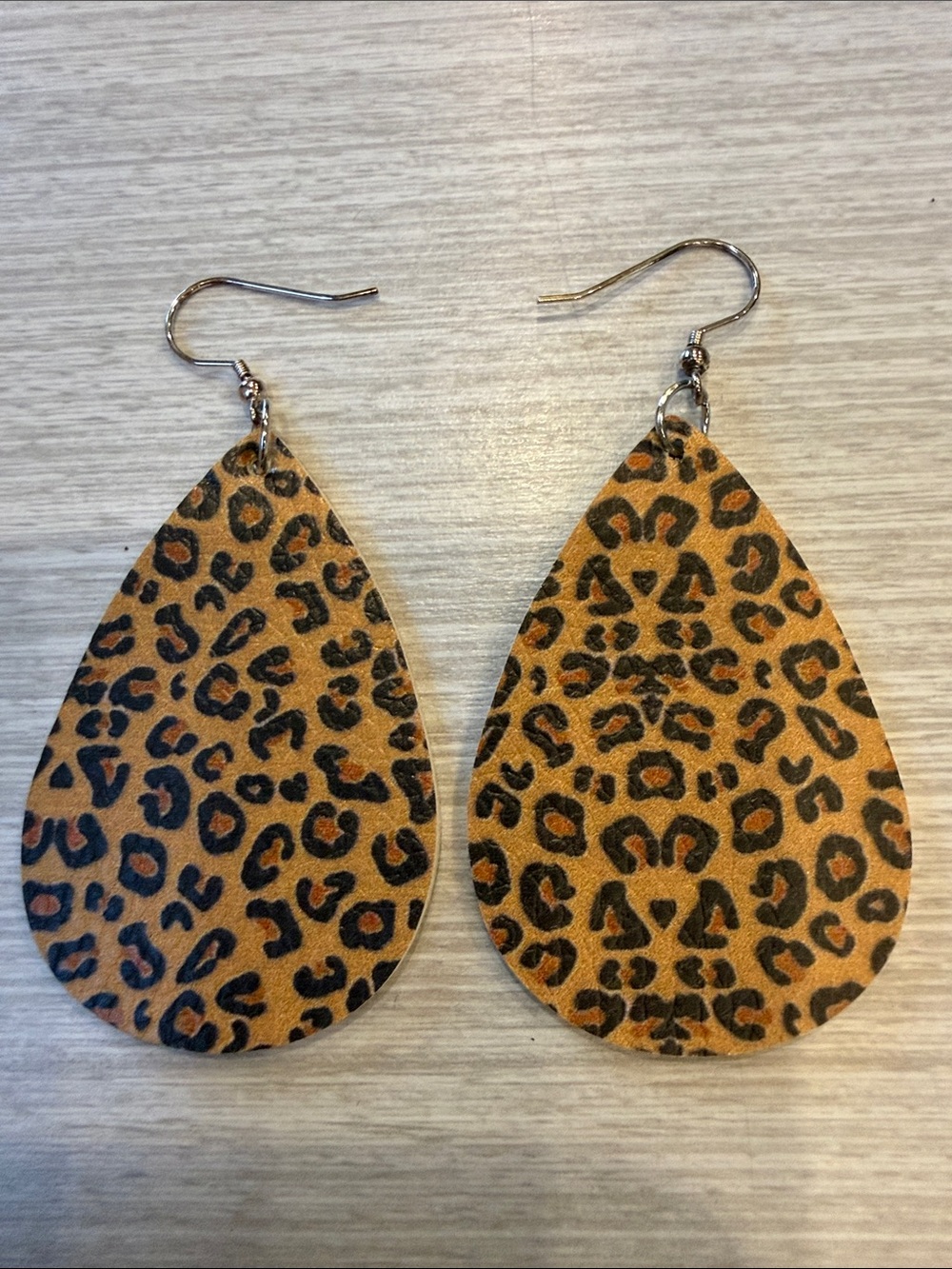 New Leopard Print Teardrop Dangle Earrings - Brown